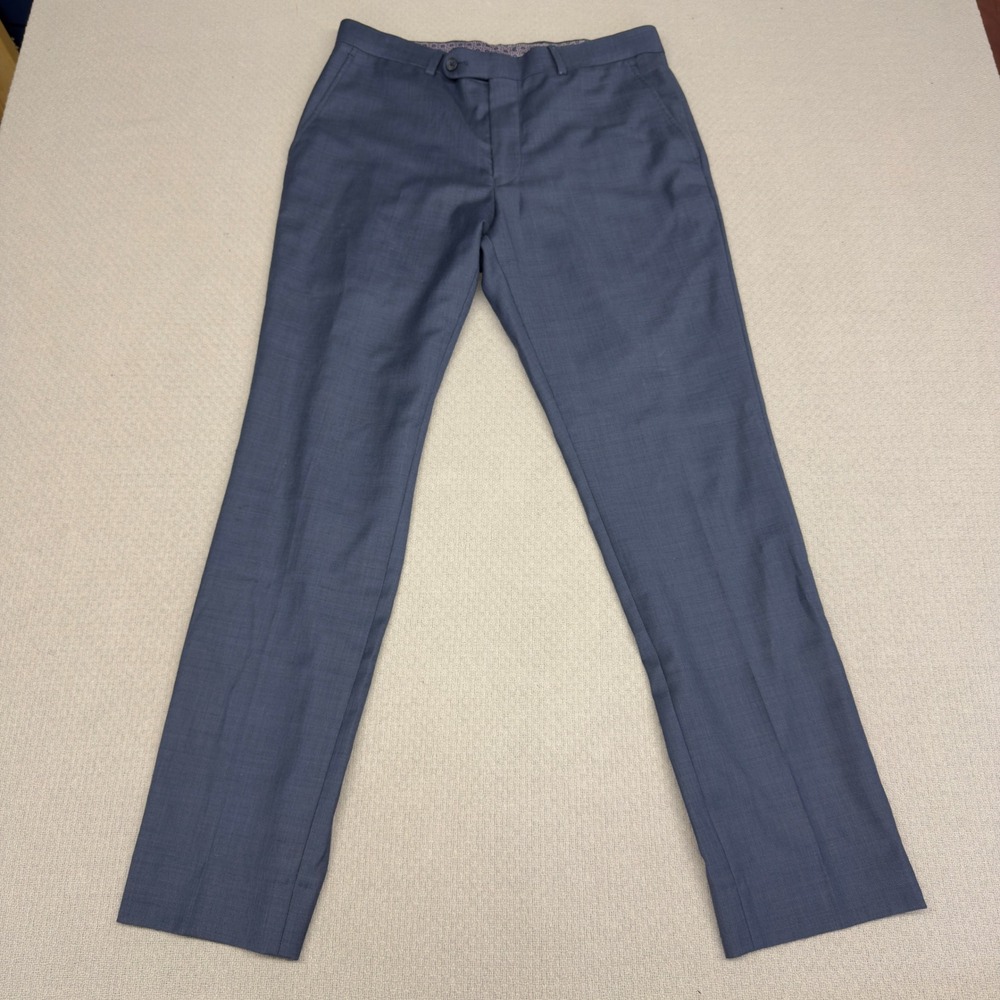 Original Penguin Dress Pants Mens 33x32 Blue Wool Blend Slim Fit Formal Preppy